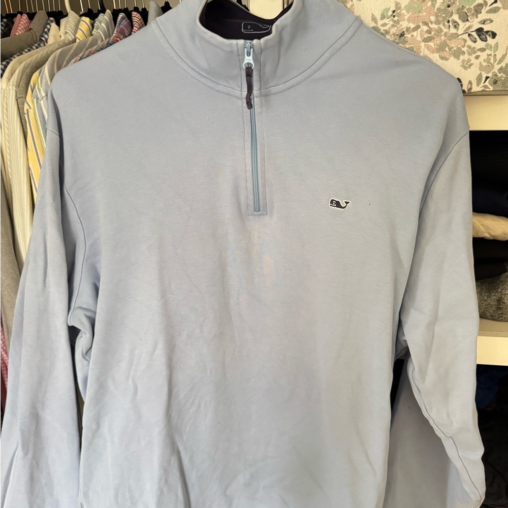 Vineyard Vines Men's Light Blue Quarter-Zip Sweater